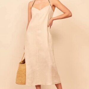 Reformation Gisele Dress Cream V-Neck Loose Fit Swim Beachy Coverup Size M